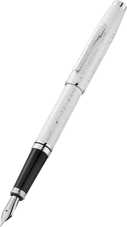 Cross Coventry Zodiac Year of the Snake Pearl White Lacquer with Polished Chrome Appointments Medium/Fine Nib Fountain Pen