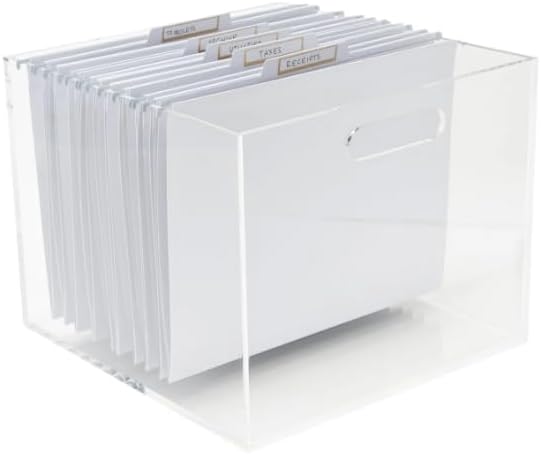 russell+hazel Acrylic Hanging File Box Organizer, Letter Size, Clear | Files letter-size folders in clear acrylic style. Doubles as chic storage for the home office, bathroom or pantry.