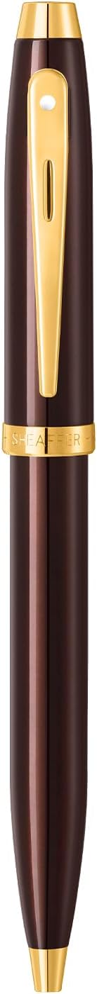 Sheaffer Gift 100 9370 Ballpoint Pen Glossy Coffee Brown with PVD Gold Tone Trim | Coffee Brown Ball Pen | Premium Pen Gift Set