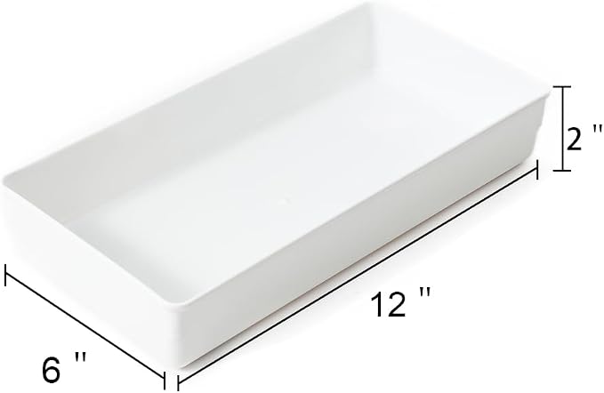 3 Pack White Plastic Drawer Organizer Tray Cutlery Utensil Makeups Drawer Organizers 12" X 6"…