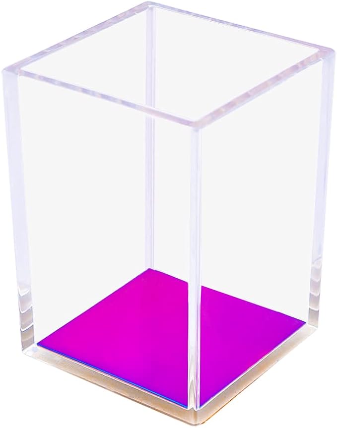 MEI YI TIAN Clear Acrylic Pencil Pen Holder Cup Colorful Rainbow Bottom Desk Organizer Makeup Brushes Holders for Office School Home Desktop Organizers Supplies