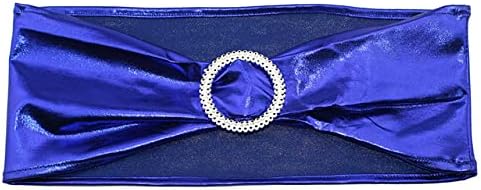Tvoip 10PCS Chair Cover Stretch Band with Buckle Slider Sashes Bow Wedding Banquet Chair Decoration (Metallic Royal Blue)