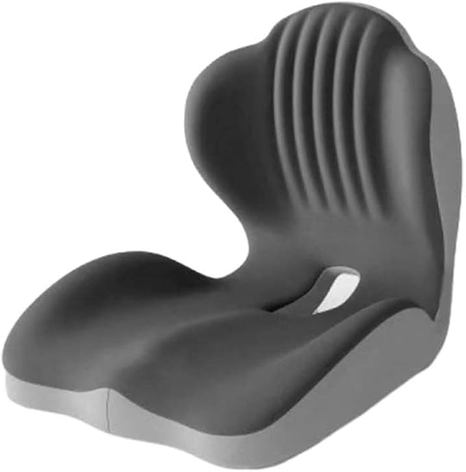 Saker Ergonomic Memory Foam Office Chair Cushion， One-Piece Seat Cushion and Backrest with Coccyx Hollow – L-Shaped Integrated Design for Tailbone Pain Relief, Car Seat, Wheelchair (Black)