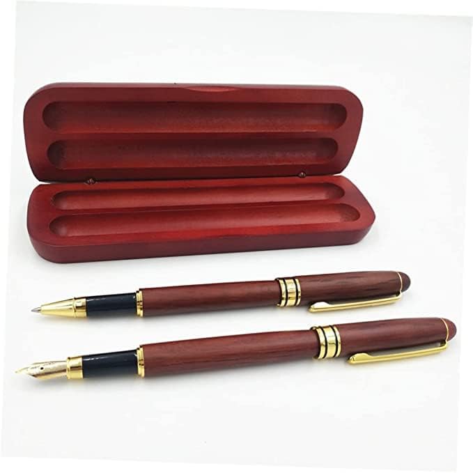 Fancy Minimalist Wooden Pens - Gentlemen's Unique Handcrafted Business Pens, Old Fashioned Rosewood Double Case Set Gift for Journal Writing