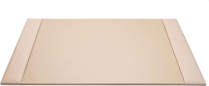 Dacasso Bonded Pad with Side Rails Luxury Leather Desk Blotter for Writing, 30 x 18 (White Latte)