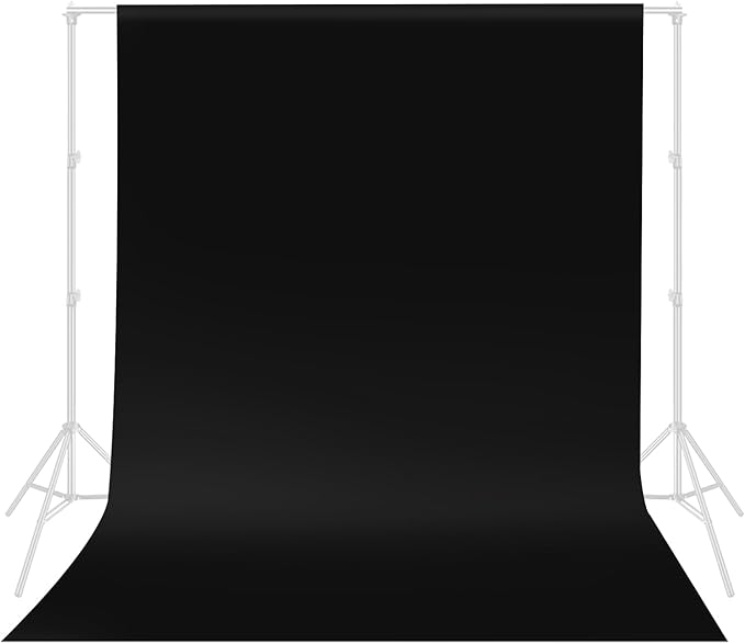 Hemmotop 5x7 ft Black Photo Backdrop Curtain for Photoshoot, Birthday Party | Polyester Black Back Drop Background Cloth Fabric for Video Recording, Pet Photography, Baby Shower, Graduation, Halloween
