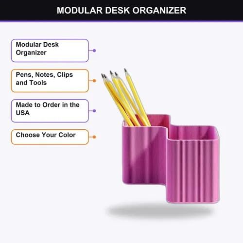 Modular Desk Organizer Caddy That Gives Every Pen, Clip and Sticky Note Its Own Spot - Minimalist Catch-All for Messy Desks, Made to Order in Your Color