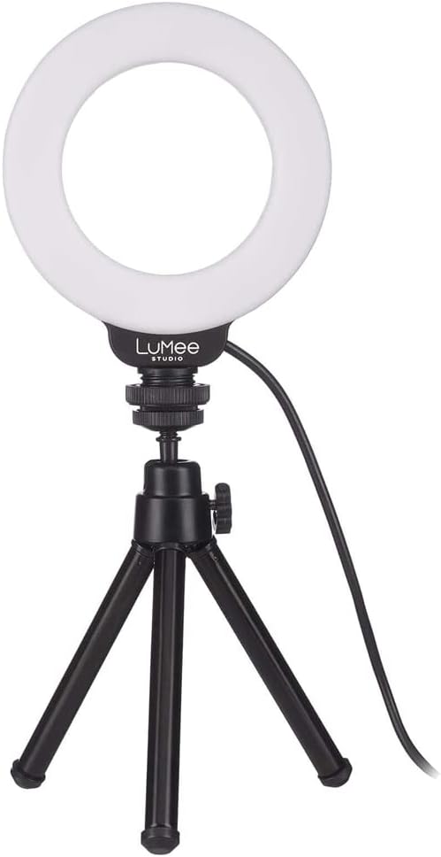 LuMee Studio - Ring Light with Tripod Stand - 4 Inch - Tripod and Laptop Clip Included - Black