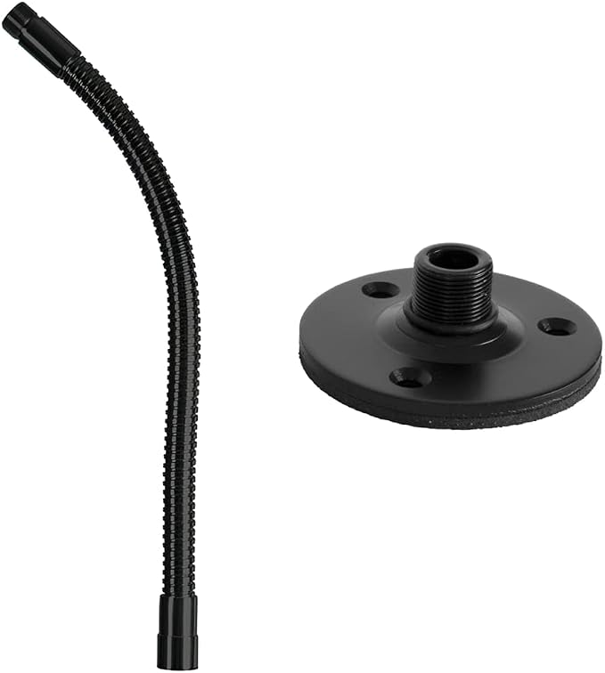 On-Stage 13" Microphone Gooseneck, Black & TM08B Microphone Flange Mount, Black