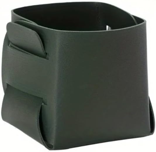 Multi-purpose Nordic Leather Desktop Storage Box - Makeup Brush Holder, Pen Organizer for Table, Innovative Design Desk Organizer for Home & Office (Dark green)