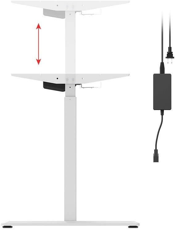 Monoprice 131291 Height Adjustable Sit-Stand Riser Table Desk Frame - White With Electric Single Motor, Compatible With Desktops From 39 Inches Up To 63 Inches Wide - Workstream Collection