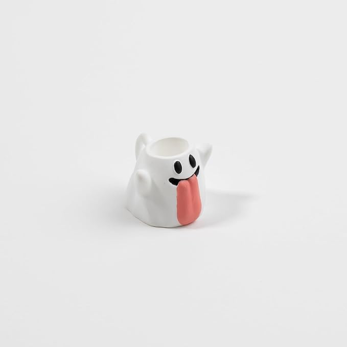 Ghost Artisan Keycap, White with Red Accent, Resin Material, 1U Size, MX Switch Compatible, Novelty Design for Mechanical Gaming Keyboards
