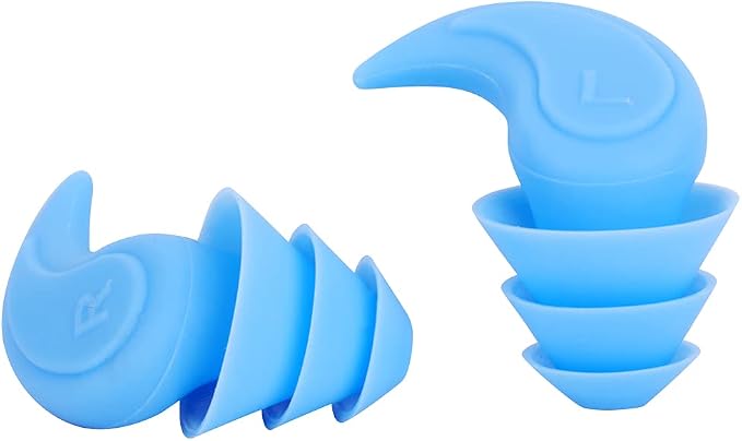Reusable Silicone Ear Plugs - Noise Reduction Ear Plugs 1 Pair Comfortable Silicone Ear Plug Sound Blocking Earplugs for Sleep Snoring Swimming Concert Musician Construction Shooting (Blue)