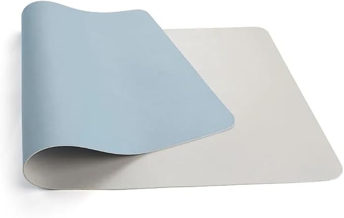Leather Desk Pad Dual-Sided Office Desk Mat Waterproof,Large Table Cover Protector Smooth Mouse Pad Writing Gaming Mat for Laptop Keyboard (Blue Grey,15.7x11.8in/40x30cm)