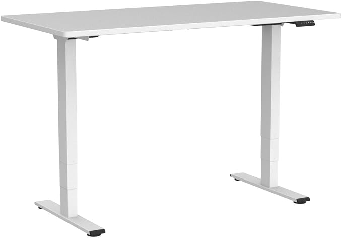 SANODESK Dual Motor Standing Desk 220lbs Height Adjustable Desk | 55"x28" Spacious One-Piece White Desktop & White Frame, 4 Memory Presets, 3-Stage Legs, 220lbs, 2-Box for Home & Office
