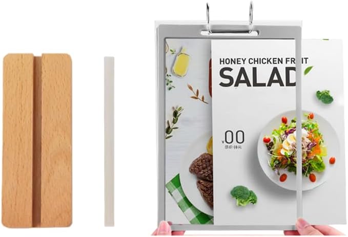 6 Pages A4 Flip Acrylic Sign Holder,Clear Desktop Double Display Holder Wood T Type Menu Holders Display 12 Sides Picture Paper Card Store Retail Show Fair -Vertical (8.25x11.75 inch)