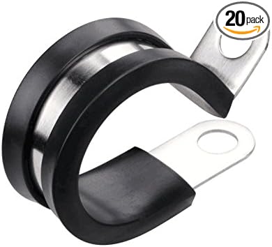 LOKMAN 20 Pack 7/8 Inch Stainless Steel Cable Clamp, Rubber Cushioned Insulated Clamp, Conduit Wire Holder Strap Clips for Tube, Pipe or Wire Cord Installation