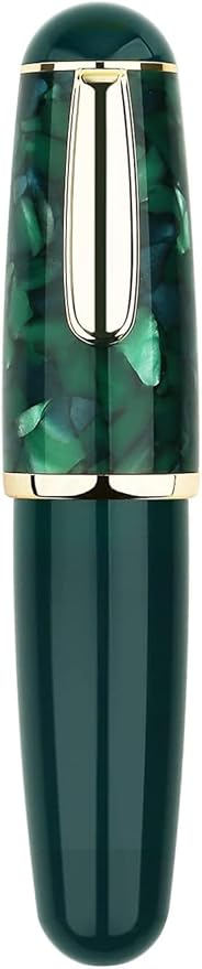 Lanxivi Majohn Q1 Fountain Pen Medium Point Green Acrylic, Little Fat Man Eyedropper Filling Pocket Pen Large Capacity
