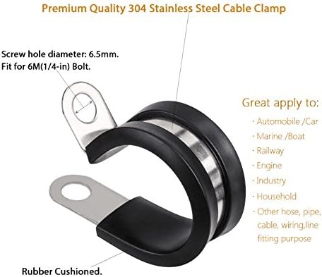 LOKMAN 20 Pack 1-1/2 Inch Stainless Steel Cable Clamp, Rubber Cushioned Insulated Clamp, Conduit Wire Holder Strap Clips for Tube, Pipe or Wire Cord Installation