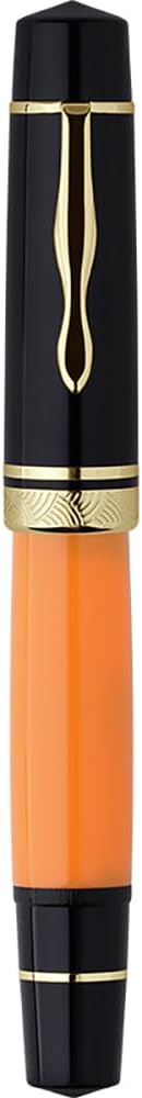 erofa Majohn P139 Piston Fountain Pen Extra Fine Nib with Box, Brass Piston System Large Capacity Resin Writing Pen, Black Yellow