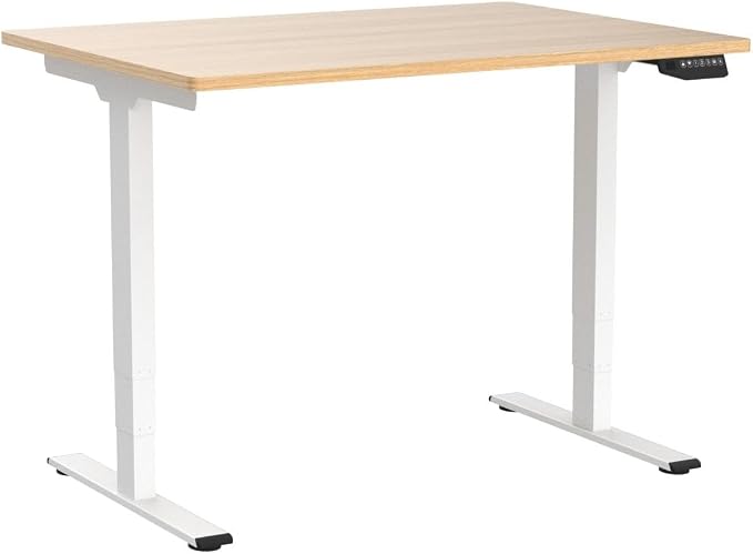 SANODESK Dual Motor Standing Desk 220lbs Height Adjustable Desk | 48"x30" Spacious One-Piece Maple Desktop & White Frame, 4 Memory Presets, 3-Stage Legs, 220lbs, 2-Box for Home & Office