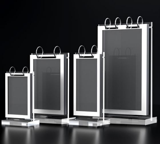 Clear Acrylic Sign Holder,Frames Desktop Double Display Holder "T" Type Menu Holders Flip Display 6 Pages-12 Sides Picture Paper Card Store Office Menu Retail Show Fair -Vertical (6X8")
