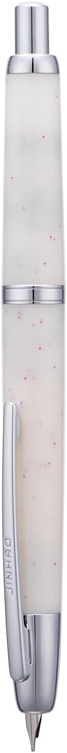 Jinhao 20 Press Fountain Pen, Snow White Retractable Medium Nib with Ink Converter Set (Silver Clip)