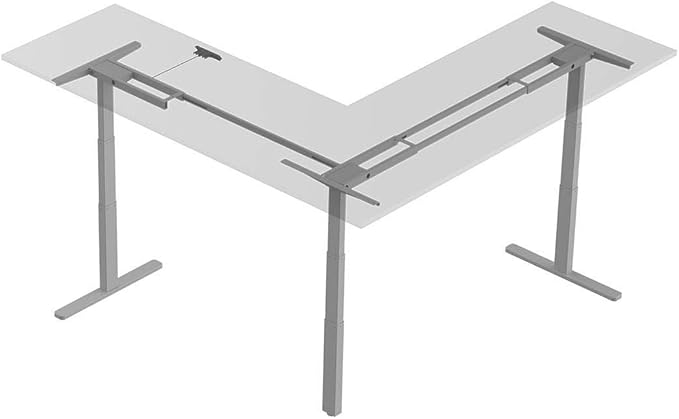 Monoprice Triple-Motor Sit-Stand Corner Desk Frame - Height-Adjustable, L-Shaped, Gray - Workstream Collection