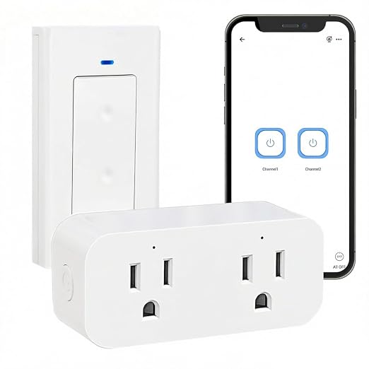 Ewelink 16a WiFi Smart Plug, App Remote Control Timer Outlet Power Socket with 2.4Ghz Wireless Switch, 2-in-1 Compact Design, Compatible with Alexa,Google Home, SmartThings