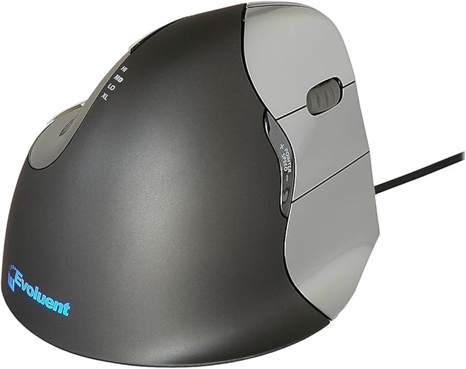 Evoluent – World's Original Vertical Mouse, Wired Ergonomic Mouse for Right Hand, Medium to Large, Helps with Carpal Tunnel and Wrist Strain, Customizable 6 Buttons, 4 Speed Settings, Comfortable Grip