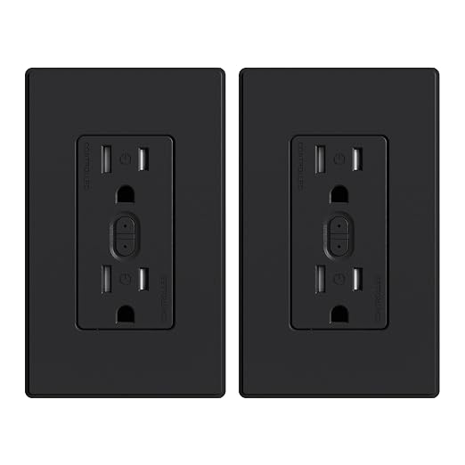 ELEGRP Smart in-Wall Outlet, 2.4GHz Wi-Fi Smart Receptacle Compatible with Alexa and Google Assistant, Tamper Resistant, 2 Individually Controlled Outlets, No Hub Required, UL Listed, Black, 2 Pack