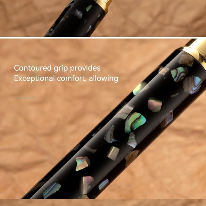 Borges Luxury Pen Set Finish, Schmidt Ink Refill, Best Roller Ball Gift for Men & Women, Executive Office & Professional Writing - Nice Pens (24K)