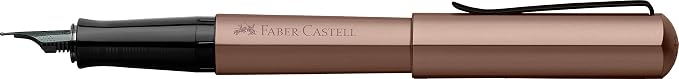 Faber-Castell HEXO Fountain Pen, Bronze – Broad: Modern Fountain Pen with Black Stainless Steel Extra Fine Nib, Ergonomic Grip & Balanced Aluminum Barrel for Creative Writing
