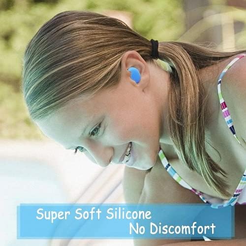 24 Pairs Soft Silicone Ear Plugs Putty Ear Plugs for Sleeping Swimming earplugs for Kids Adults, Transparent + Blue