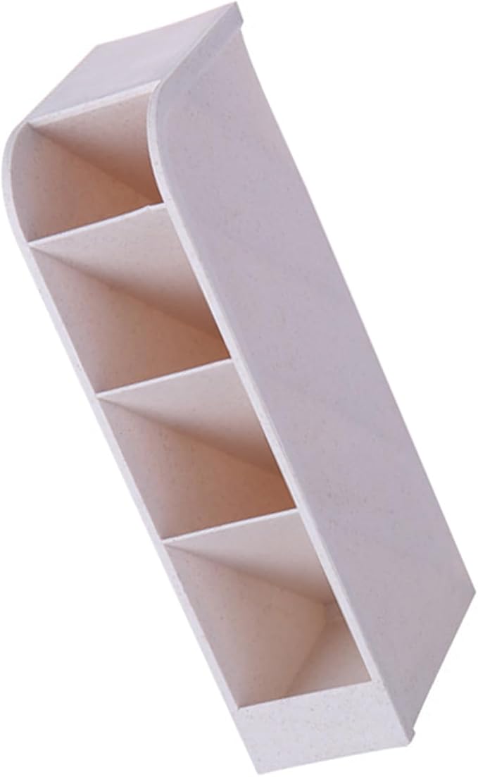 4-Grid Vertical Desk Organizer, Plastic Pen Holder | Pencils & Markers & Pens | Multifunctional Stationery Caddy | School Home Office(Beige)