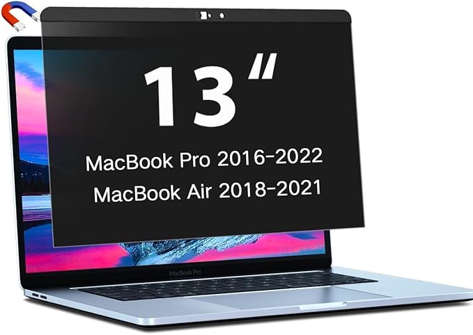 STARY Magnetic Privacy Screen for Macbook Pro 13 Inch (2016-2022, M1, M2) and MacBook Air 13 Inch (2018-2021, M1), Removable Laptop Privacy Anti-Glare Blue Light Filter for Mac Laptop Computer