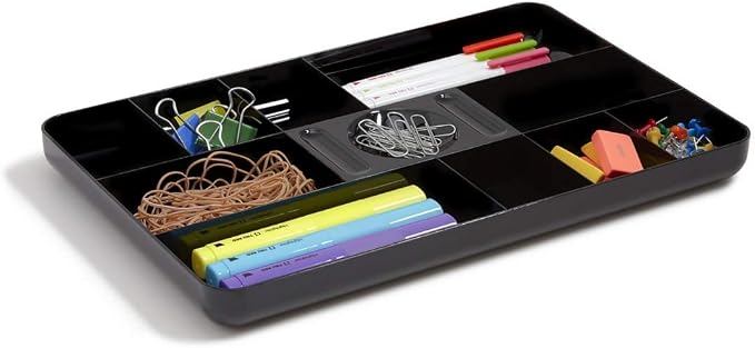 1InTheOffice Desk Drawer Organizer Tray, 13-Compartment Office Desk Drawer Organizer Black