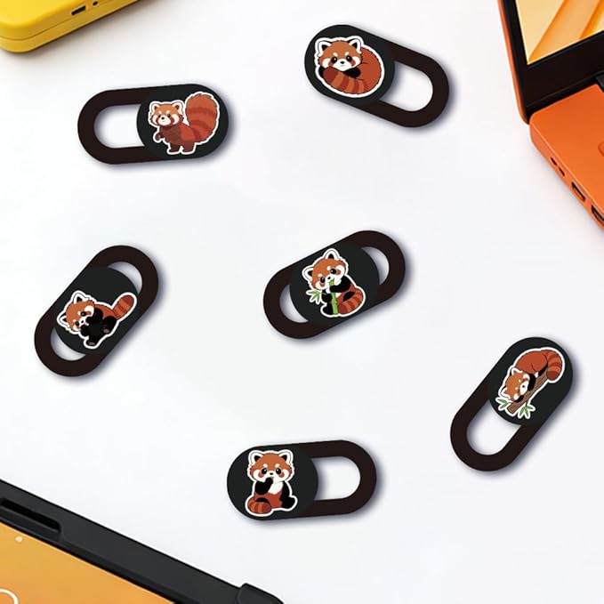 6Pcs 6 Styles Red Panda Camera Cover Slide Cute Privacy Guard Accessories, Phone Front Camera Blocker 0.04 Inch Ultra Thin for Laptop Desktop Computer Tablet Notebook Mini PC Office Use