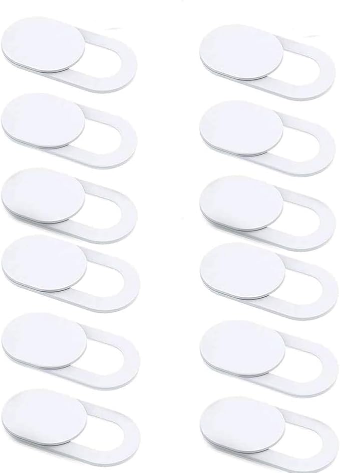 Laptop Camera Cover Slide, [12 Pack] Ultra-Thin Webcam Cover Compatible with MacBook,Laptop,PC,Computer,iMac,iPad, iPhone Cell Phone etc. 0.027in Thick Sliding Cover Web Blocker White