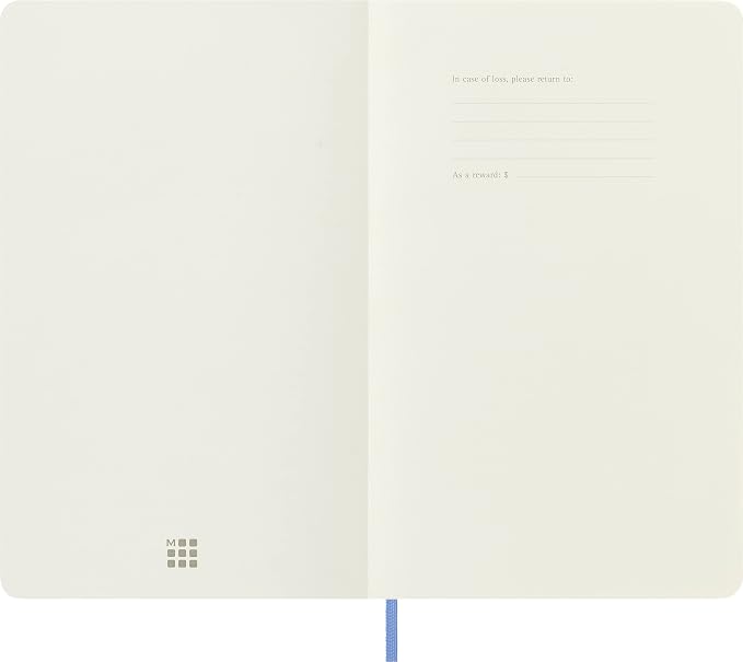 Moleskine Classic Notebook, Soft Cover, Large (5" x 8.25") Plain/Blank, Hydrangea Blue, 192 pages