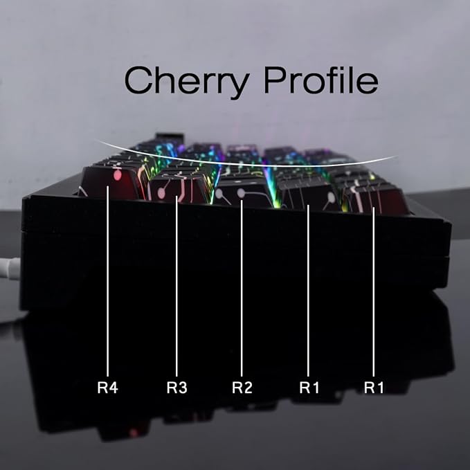 Custom PBT Keycaps, Cool Modern Technology Style Keyboard Key caps(Black) | Tsungup 135 Keys Shine Through Side Print Keycap Set, Cherry Profile for Cherry MX Switches Mechanical Keyboard