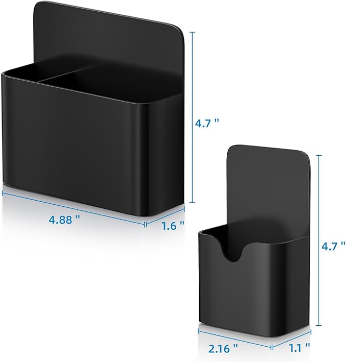 Magnetic Pen and Eraser Holder for Whiteboard, Dry Erase Marker Holder, Magnet Pencil Cup Utility Storage Organizer for Office, Refrigerator, Locker and Metal Cabinets (Black)