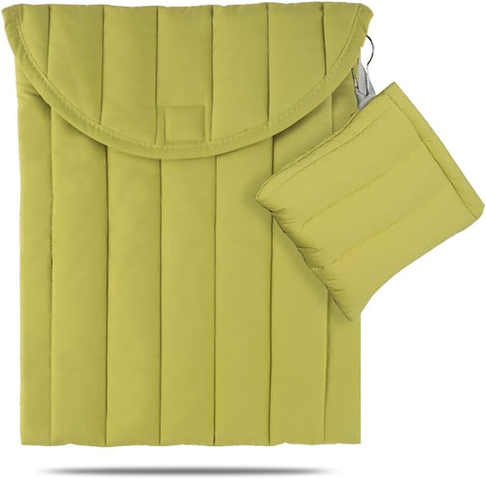 Puffy Laptop Sleeve Set 13-14 Inch Green, Protective Carrying Case for Men and Women, Cute Case Bag Compatible with 13 and 14 Inch Laptops, for MacBook Air M2, Asus/Dell Xps in Cover