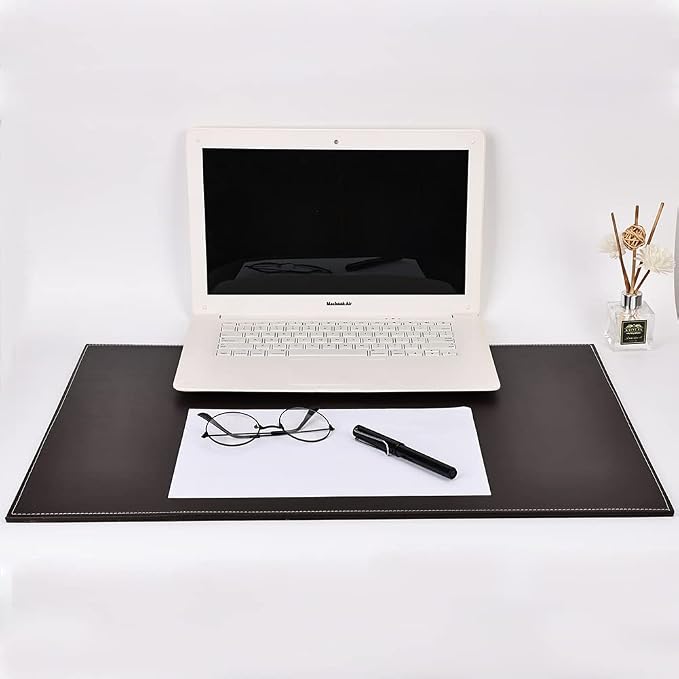 KINGFOM Desk Pad & Mat 24" x 18" Protector Large Mouse Pad PU Leather for Desktops and Laptops (Brown)