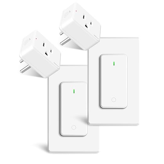 Remote Switch Outlet 2Sets, GreenCyle Outlet Plug with Remote, Wireless On/Off Light Switch Wall Mounted, 15A/1500W, TUV Listed, No Wiring Needed, 500ft RF Range, for Lamps, Fans, Household