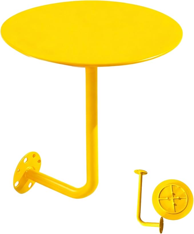Round Coffee Table for Indoor/Outdoor, Wall Mounted Counter Height Bistro Pub Table, Modern Wall Dining Desk L-Type BistroTray with Metal Leg(Yellow,50cm/16.7inch)