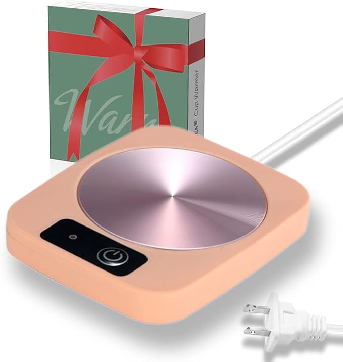Coffee Mug Cup Warmer Coaster for Coffee Tea Cocoa Milk Food Fruits Candle, Aluminum Metal Panel, Safe Reliable, Pink (4" x 5")