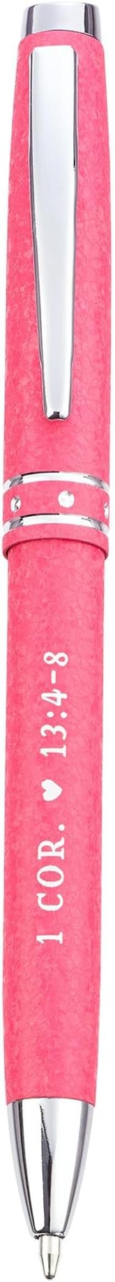 Christian Art Gifts Love Is Patient Pink Stylish Classic Pen in Matching Gift Case-1 Corinthians 13:4-8 Bible Verse Refillable Retractable Medium Ballpoint Pen for Journal Planner Writing Note