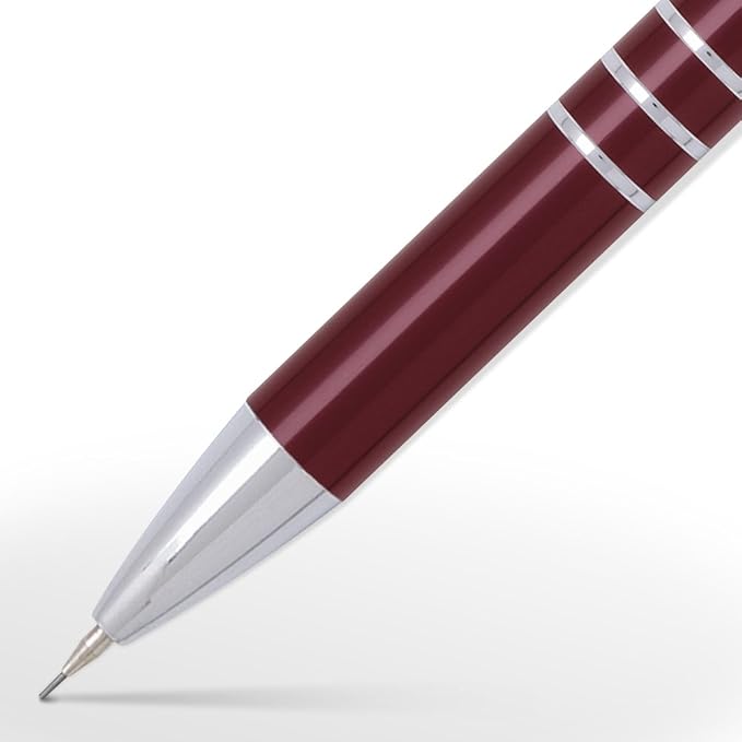 5 Personalized Engraved Classic Metal Ballpoint Pen & Mechanical Pencil Gift Set. Includes Case - Graphite Gray Color with Silver Accents. Black Ink.