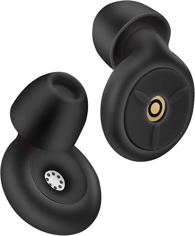 Ear Plugs for Sleeping Noise Cancelling, Dual-Core Filter, Reusable Hearing Protection – Up to 48dB Noise Reduction, Flexible Silicone – Ideal for Sleep, Focus, (Black, One Size)